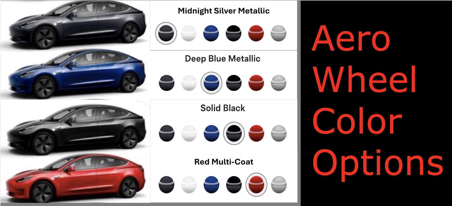 Tesla Model 3 Painted Center Cap / Hub Cap Cover for 18" Aero Wheel (2020-2023) | Set of 4 | Customizable Colors & Logos