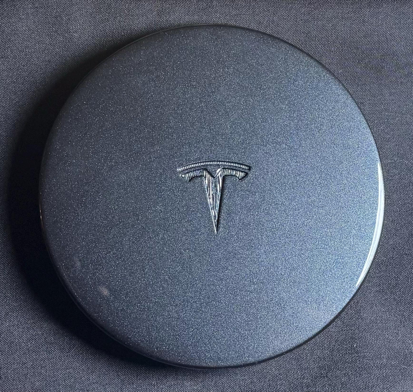 Photon Mid-Wheel Cover in Stealth Grey with Embossed T painted prototype