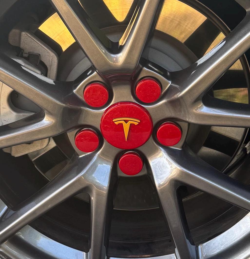 Blank (No Logo) Lug Nut Covers for Aero Wheel in Red Multi-Coat - Center Cap with Gold T sold separately