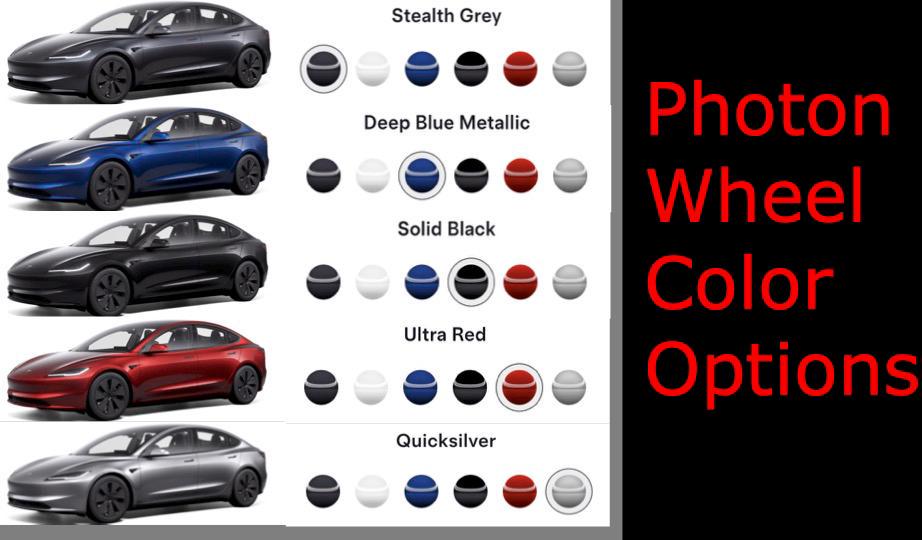 Tesla Model 3 Painted Center Cap / Hub Cap Cover for 18" Photon Wheel (2024-) | Set of 4 | Customizable Colors & Logos